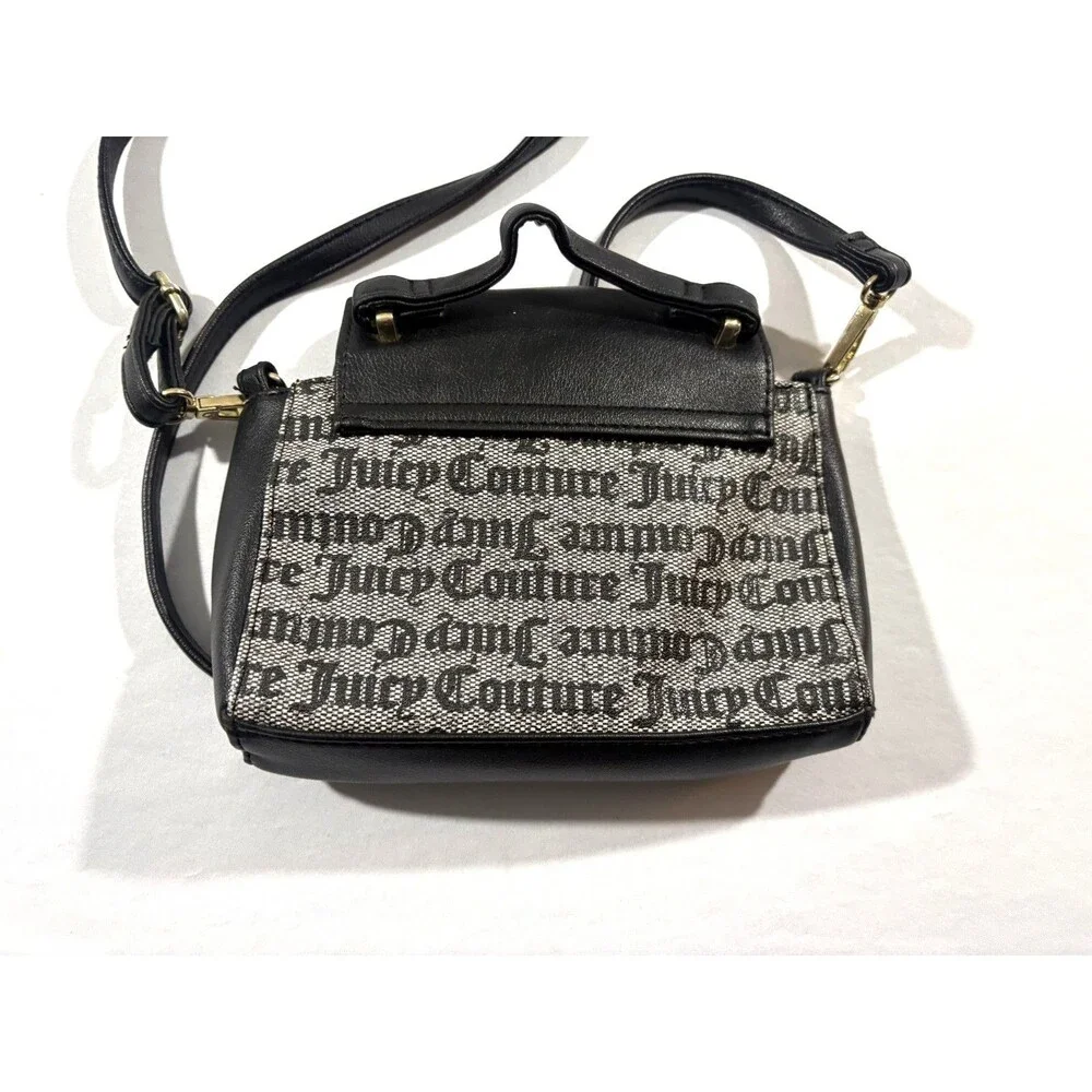 Juicy Couture Purse Women Black Gray Y2K The Day Satchel Monogram Crossbody Bag